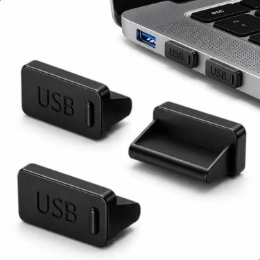 Imagem de Kit 3 Tampas Usb Anti Poeira Pc Computador Porta Plug Gamer Preto - Ax