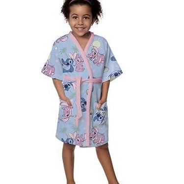 Imagem de Roupão Aveludado Infantil Quimono Estampado Stitch P - 2 a 7 Anos Com 1 peça