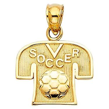 Imagem de Pingente de jérsei de futebol 14KY, Phoebe dourado