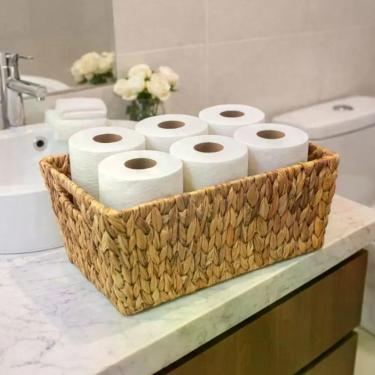 Imagem de Cesta Organizadora de Fibra Natural Seagrass Multiuso Decorativa 34cm 