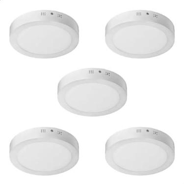 Imagem de Kit 5 Painel 18w Led Paflon Redondo Sobrepor 6500k Branco