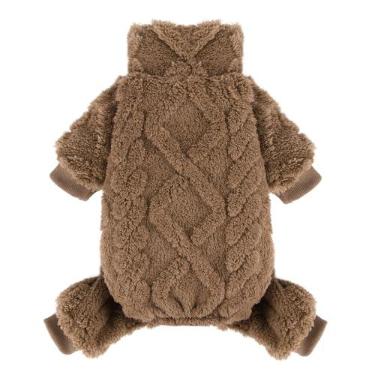 Imagem de Suéter de lã de lã com gola rolê, roupas de inverno para cães pequenos, meninas, meninos, pijamas quentes para filhotes, roupas para animais de estimação, macacão para cachorrinho, marrom, PPP