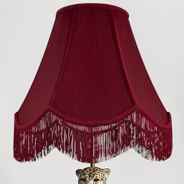 Imagem de GO&SO Persianas de lâmpada 1 peça, 15.2 cm x 33 cm x 27 cm, abajur | Feito à mão, tecido de seda, abajur vitoriano de sino para candeeiros de mesa, luminárias de chão, encaixe de aranha