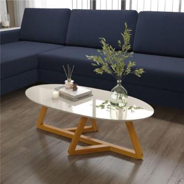 Imagem de Tebarrot Mesa de Centro Jasper Off White Amêndoa Retrô - Altura: 30 cm, Largura: 45 cm, Comprimento: 90 cm