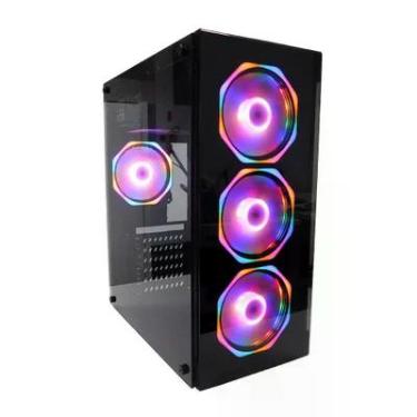 Imagem de Gabinete Gamer Hayom C/ 4 Fans Rgb Lateral E Frontal Em Vidro Usb 3.0 - Gb1701