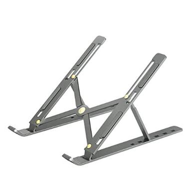 Imagem de Suporte para laptop, suporte para laptop Riser, suporte para notebook portátil dobrável de alumínio ajustável, compatível com MacBook Air Pro, HP, Lenovo, Dell, mais laptops e tablets de 10 a 15,6 polegadas (prata)