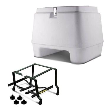 Imagem de Baú Bauleto Pro Tork 80 Litros Branco + Suporte Moto, BRANCO, TITAN 16