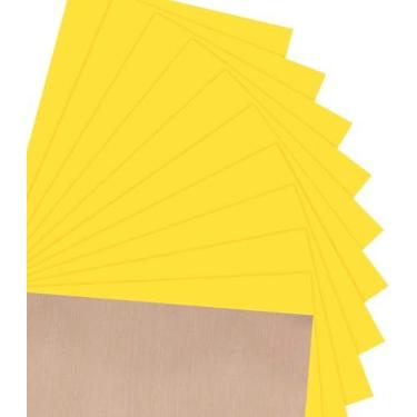 Imagem de JANDJPACKAGING Vinil de transferência de calor HTV para camisetas 30,48 cm x 25,40 cm, pacote com 10 ferro sobre vinil (amarelo solar)