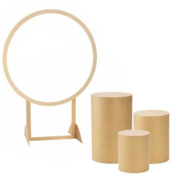 Imagem de Kit Trio de Cilindro Liso para Festas com Painel Arco 150x150 Mdf