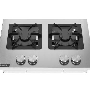 Imagem de Cooktop a Gás 2 Bocas Duplo de Embutir Industrial Inox Grelha 20x20