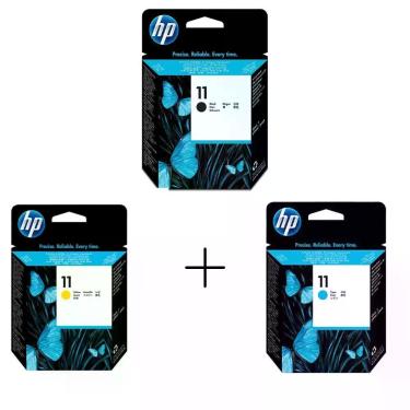 Imagem de Cabeça De Impressão Hp 11 Kit - Preto Azul E Amarelo - 3 Cores