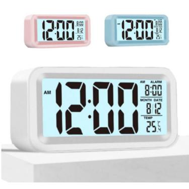 Imagem de Relógio Despertador Botão Touch Digital De Mesa Moderna c/ Led + Bater