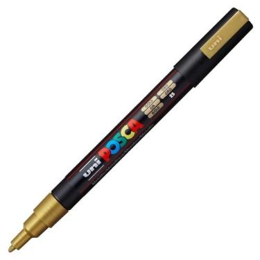 Imagem de POSCA Marcador de ponta cônica fina UNI-Ball PC3M 0,9-1,3 mm dourado