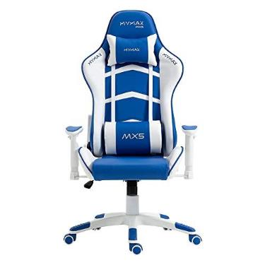Imagem de Cadeira Gamer MX5 Giratória Branco e Azul - MYMAX
