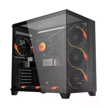 Imagem de Gabinete Gamer Forcefield Max Black Vulcan Mid Tower Atx em Aço com Vidro Temperado Preto Pcyes