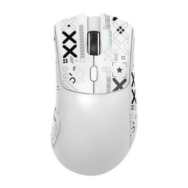 Imagem de MAMBASNAKE Mouse para jogos sem fio Attack Shark R1, sensor óptico PixArt PAW3311 18K DPI, 59 g leve 2,4 GHz/BT5.2/mouse de computador com fio com botões programáveis para PC/laptop/Win/Mac - branco e