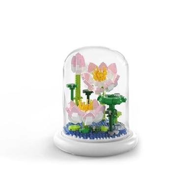 Imagem de Genérico - Bloco de Montar Flor Na Cúpula Com Led | Bloco de Construção Flores Artificiais Led | Blocos de Construção Botânicos Mini Peças (660pcs, 8 anos - 12)