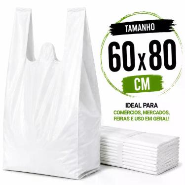 Imagem de 3 kg sacola plastica branca 60x80 reforçada reciclada grossa - PLASTJA