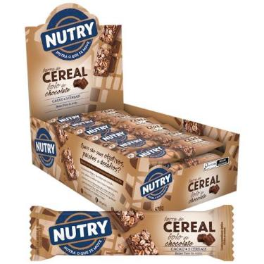 Imagem de Nutry Barra De Cereais Bolo De Chocolate 22G - Display | Com 24 Unidades, 3 Cereais, Camada sabor Chocolate e Cacau