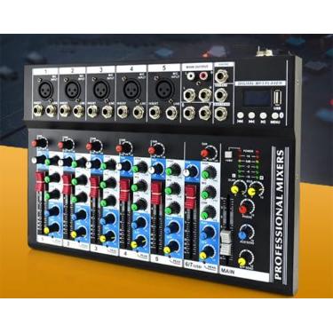 Imagem de Mixer de Áudio Profissional 7 Canais VEDO, Bluetooth 5.0, USB Phantom Power 48V Placa Som Digital com 6 Modos Efeito, Ideal para Shows ao Vivo Casamentos Podcasts Transmissões e Gravação em Estúdio