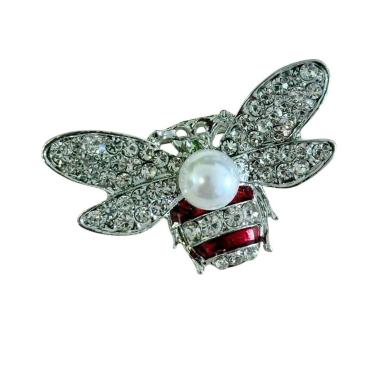 Imagem de Broche Abelha com Pedras Brilhantes - - Pistache Acessórios, Prata, Ún