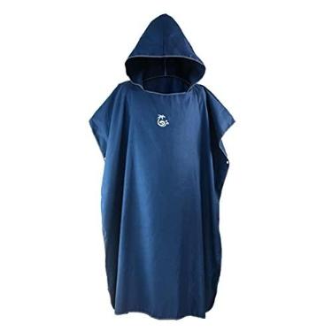 Imagem de Robe de Poncho de Capuz com Capuz de Microfibra de Secagem Rápida Capa Toalha de para, tação, Surf, Azul-marinho