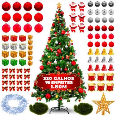 Imagem de Árvore de Natal Completa Decorada Com Enfeites Pisca Pisca Decoração N