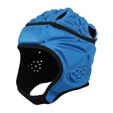 Imagem de kowaku EVA esponja chapéu de futebol protetor de cabeça protetor unissex futebol elástico adulto rugby cabeça para skate, Azul
