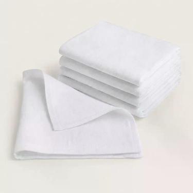 Imagem de Kit 5 Fraldas de Pano Lisas Brancas Sem Acabamento para Pintar e Borda
