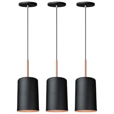 Imagem de Kit 3 Luminária Pendente Veneza Preto