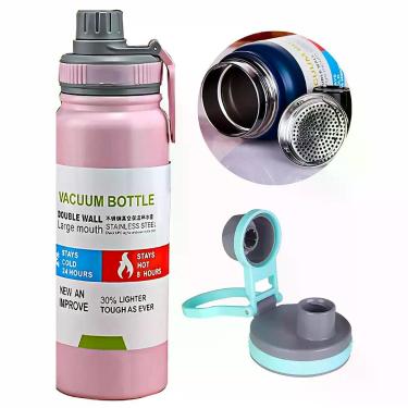 Imagem de Garrafa Térmica Vacuum 769ml Rosa Claro Aço Inox para Hidratação Diári