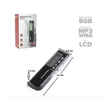 Imagem de Gravador De Voz Profissional Mp3 8Gb Microfone Lapela - Tomate Gravado