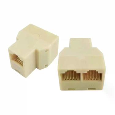 Imagem de Conector Rj11 Duplo Emenda 2 Rj11 Para 1 Rj11 Femea 6 Vias Linha Telef