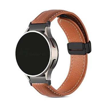 Imagem de Pulseira Couro Fecho Magnetico Preto LTIMPORTS compatível com Galaxy Watch 7/6/6 Classic/5/5 Pro/4/4 Classic e Galaxy Watch FE (Marrom)