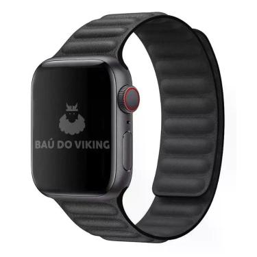 Imagem de Pulseira Couro Link Compatível com Apple Watch 38mm 40mm Preta - Baú d