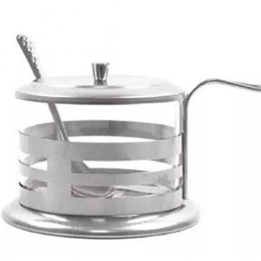 Imagem de Açucareiro De Vidro Com Suporte Inox 250ml - Fratelli