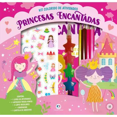 Imagem de Livro - Princesas encantadas - Kit livro com lapiseira, lápis borracha