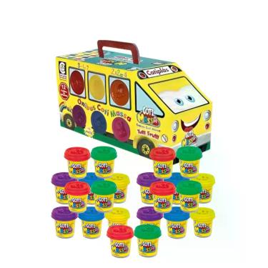 Imagem de Kit Brinquedo Infantil Massinha de Modelar Maleta Ônibus 10 Potes Coti