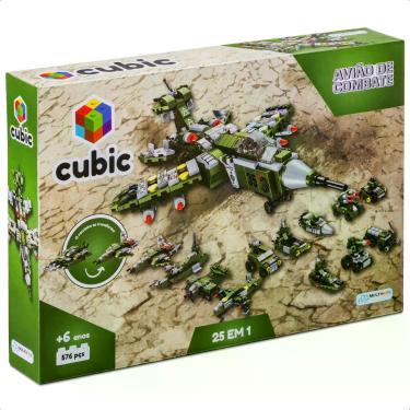 Imagem de de Encaixe Cubic 25 em 1 Avião de Combate 576 Peças +6 Anos Brinquedo 
