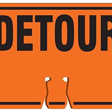 Imagem de Accuform Placa superior de cone de trânsito NMC "Detour", combine com cones laranja para criar uma placa de aviso, placa de cone de plástico de 25 x 35 cm, feita nos EUA, FBC778