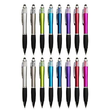 Imagem de Caneta MiSiBao Stylus, tinta preta 2 em 1, caneta esferográfica Stylus e Twist com aderência confortável para dispositivos universais de tela sensível ao toque, tablets, iPad, iPhone 6, Style1 16-count