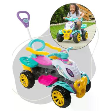 Imagem de Carrinho Quadriciclo Infantil 2 em 1 com Pedal e Empurrador, Haste Dir