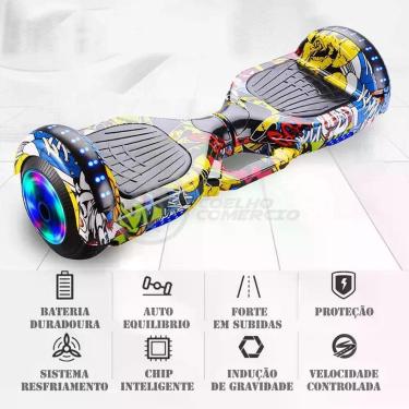 Imagem de Hoverboard Infantil Skate Elétrico Arte Urbana Led Grafite