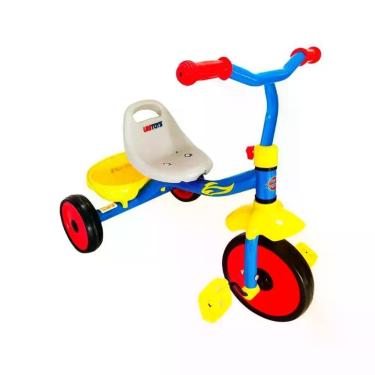 Imagem de Triciclo Infantil com Pedal 03 Rodas Assento Ajustável Porta Objetos Azul Uniart