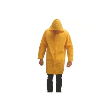 Imagem de Capa Chuva Plástica Capuz e Mangas Forrada Amarela - Maicol G