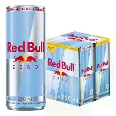 Imagem de Pack De 4 Latas Red Bull Energético, Zero, Sem Açúcar, 250ml