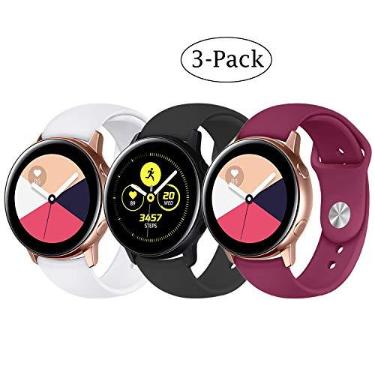 Imagem de Kit 3 Pulseiras Nandos-Store compatíveis com Samsung Galaxy Watch 42mm / Active and Gear S2 (Branca+Preta+Roxa)