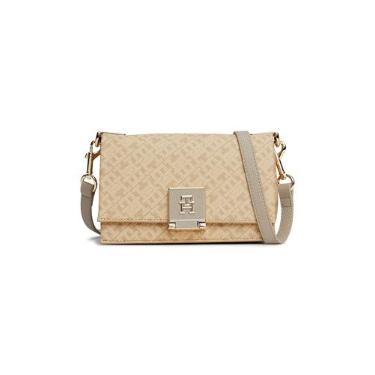 Imagem de Tommy Hilfiger Bolsa de couro com alça transversal, Bege, One Size