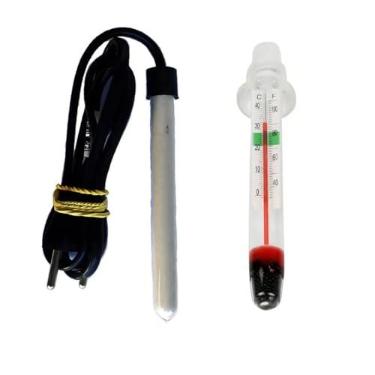 Imagem de Aquecedor Para Peixe 50w + Termômetro Aquário Pequeno 220V