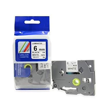 Imagem de Fita Refil Compatível TZ-211 Tze-211 Branca 6mm para Rotulador Brother PT-H105 PT-H110 PT-D200 PT-D210 PT-D400 PT-D410 PT-D600 PT-D610BT PT-P300BT P-Touch Cube